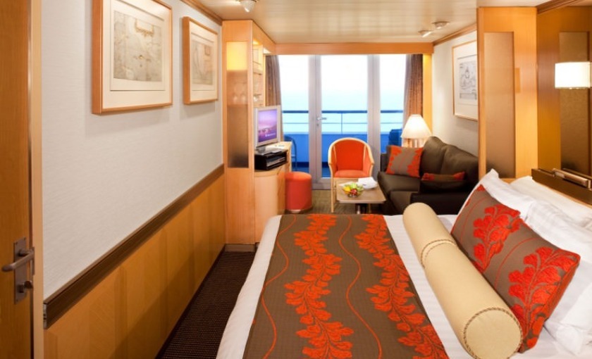 Een balkonhut aan boord van de Volendam van Holland America Line